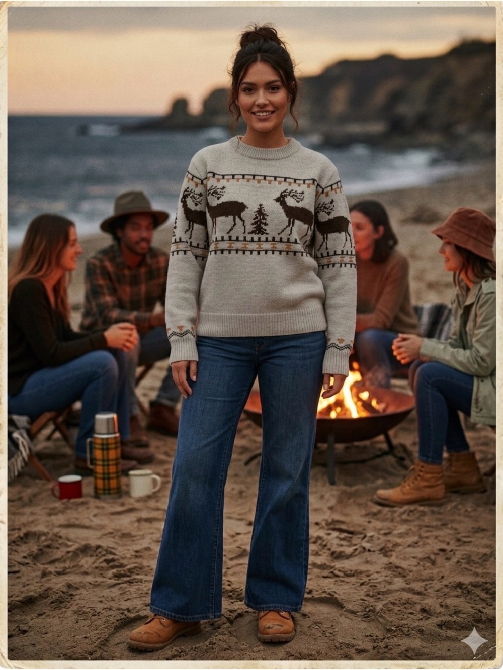 Vintage SILTON 1970s winter sweater unisex reindeer
